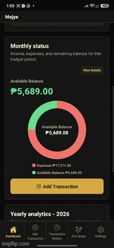Mojye Budget Tracker app preview